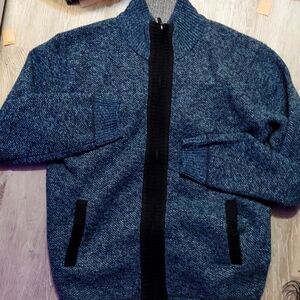 Hand made fleece lined wool knit sweater